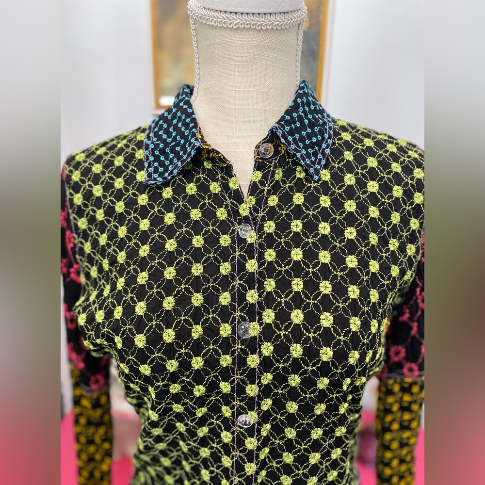 ❌SOLD❌OOAK VTG JWLA JOHNNY WAS LA EMBROIDERED LONG SLEEVE BUTTON DOWN PATCHWORK - Picture 2 of 9